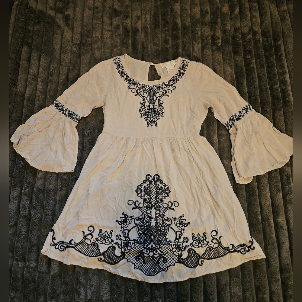 Flying Tomato Cream Sundress Bell Sleeve Casual